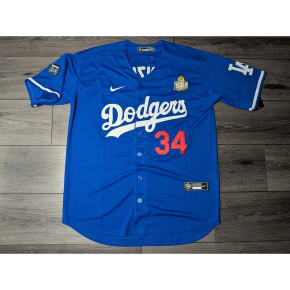 Los Angeles Dodgers Other - Fernando Valenzuela #34 Los Angeles Dodgers Blue 2024 World Series Jersey Men's